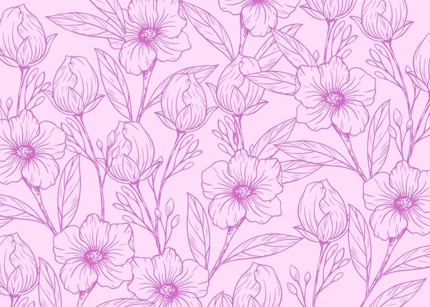 Fondo de contorno floral dibujado a mano