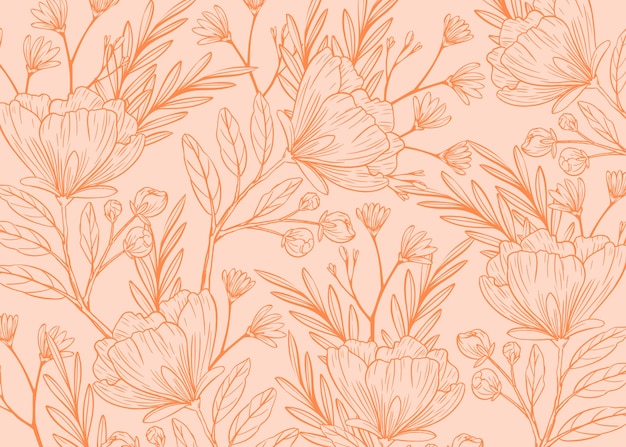 Fondo de contorno floral dibujado a mano