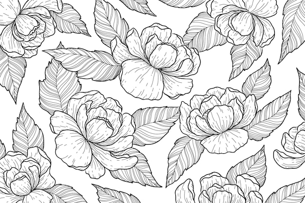 Fondo de contorno floral dibujado a mano