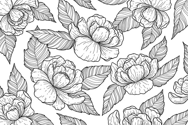 Fondo de contorno floral dibujado a mano