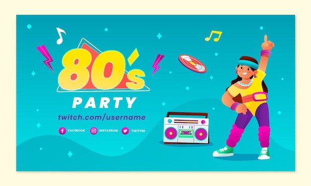 Vector gratuito fondo de contracción de celebración de fiesta degradado de los 80