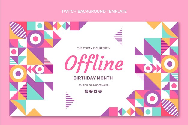 Fondo de contracción de cumpleaños de mosaico de diseño plano