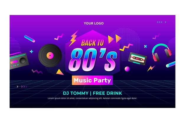 Fondo de contracción de evento de fiesta degradado de los 80