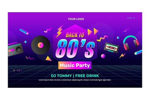 Fondo de contracción de evento de fiesta degradado de los 80