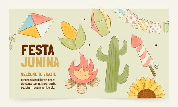 Fondo de contracción de festas juninas acuarela