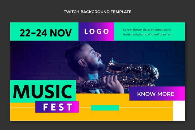 Fondo de contracción del festival de música minimalista de diseño plano