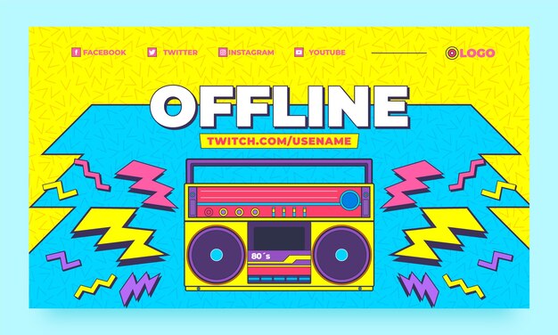 Fondo de contracción de fiesta de los 80 dibujado a mano
