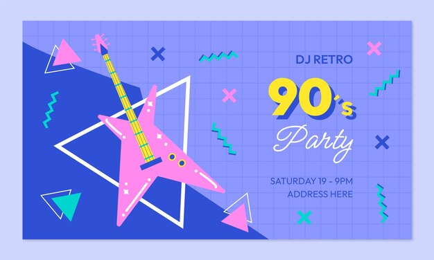 Fondo de contracción de fiesta de los 90 dibujado a mano