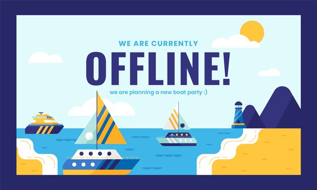 Fondo de contracción de fiesta en barco de diseño plano