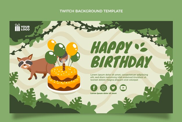 Fondo de contracción de fiesta de cumpleaños de selva dibujada a mano
