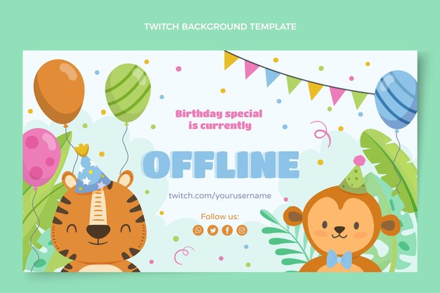 Fondo de contracción de fiesta de cumpleaños de selva de diseño plano