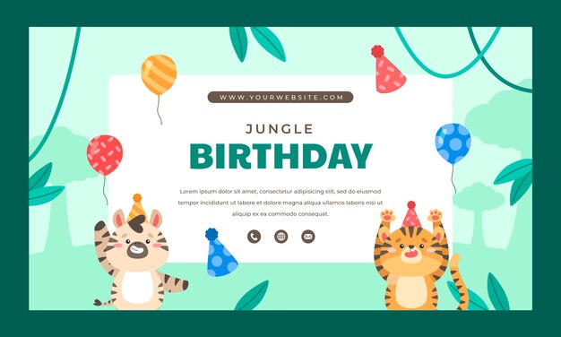 Fondo de contracción de fiesta de cumpleaños de selva plana