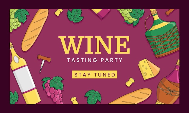 Vector gratuito fondo de contracción de fiesta de vino dibujado a mano