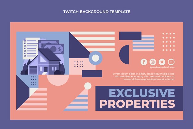 Fondo de contracción inmobiliaria geométrica abstracta de diseño plano