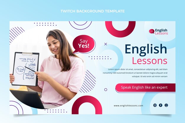 Fondo de contracción de lecciones de inglés degradado