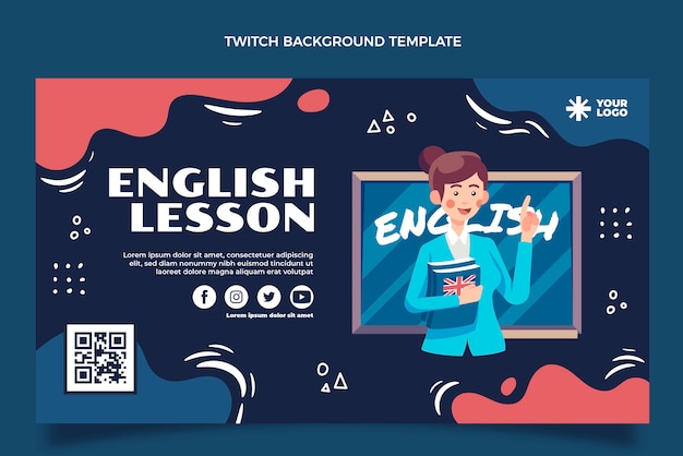 Vector gratuito fondo de contracción de lecciones de inglés dibujadas a mano