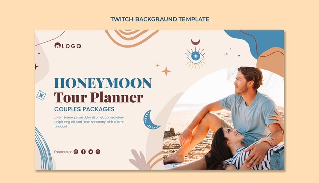 Fondo de contracción de luna de miel boho dibujado a mano
