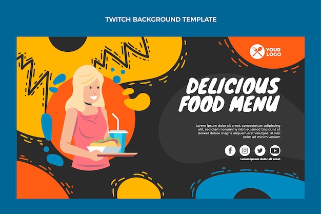 Fondo de contracción de menú de comida deliciosa de diseño plano
