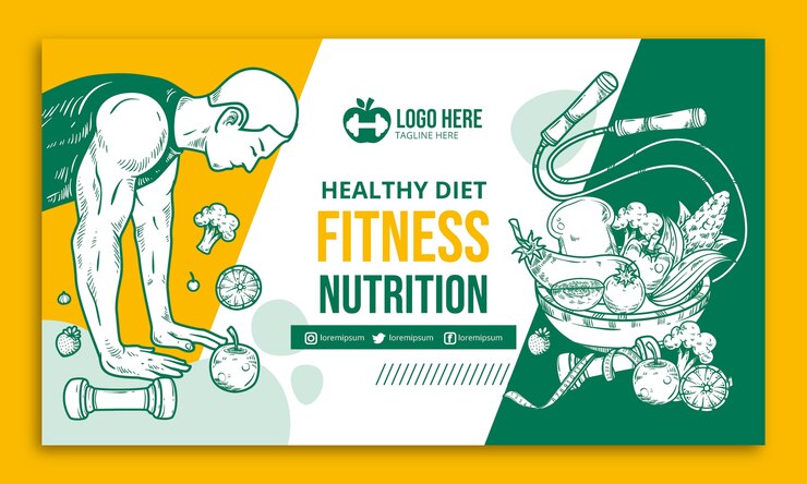 Vector gratuito fondo de contracción de nutrición de salud y fitness