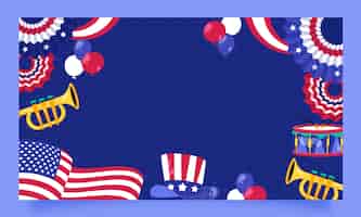 Vector gratuito fondo de contracción plana para la celebración americana del 4 de julio