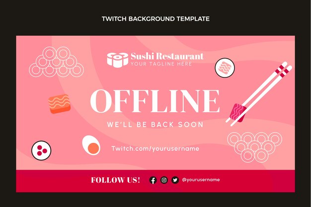Fondo de contracción de restaurante de sushi de diseño plano