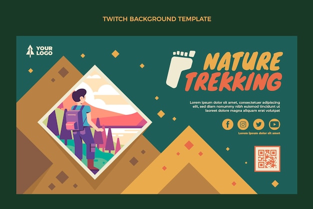 Vector gratuito fondo de contracción de trekking de naturaleza de diseño plano