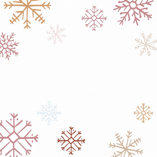 Fondo de copo de nieve de invierno, doodle estético de Navidad en vector blanco