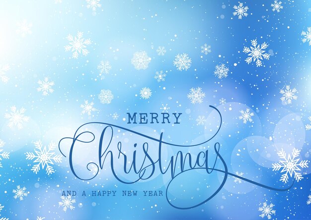 Fondo de copo de nieve navideño con texto decorativo