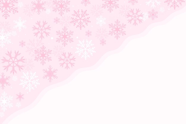 Fondo de copo de nieve rosa plano
