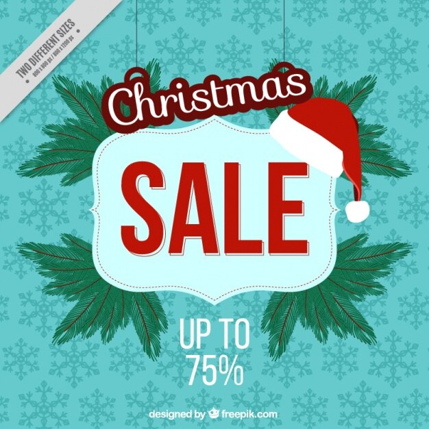 Vector gratuito fondo de copos de nieve con cartel de rebajas de navidad