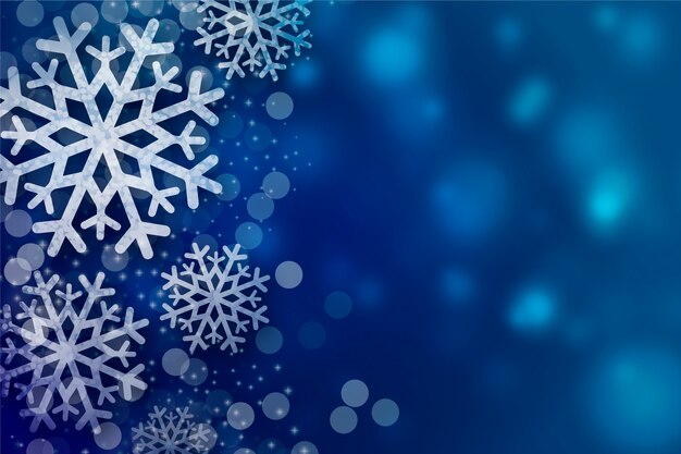 Fondo de copos de nieve con espacio de copia bokeh