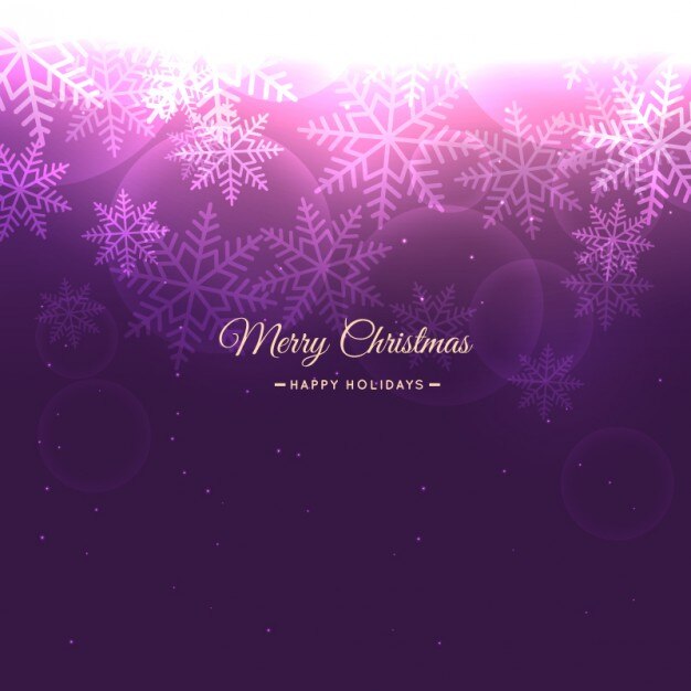 Fondo de copos de nieve navideños en color morado