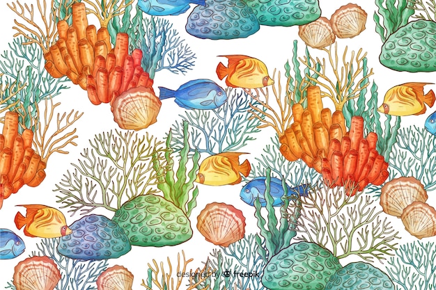 Fondo de coral en acuarela