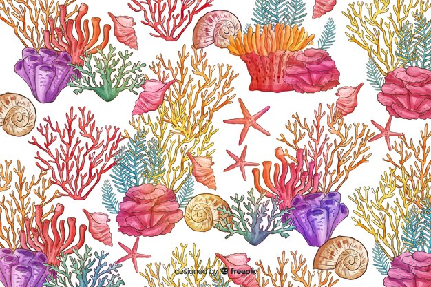 Fondo de coral en acuarela