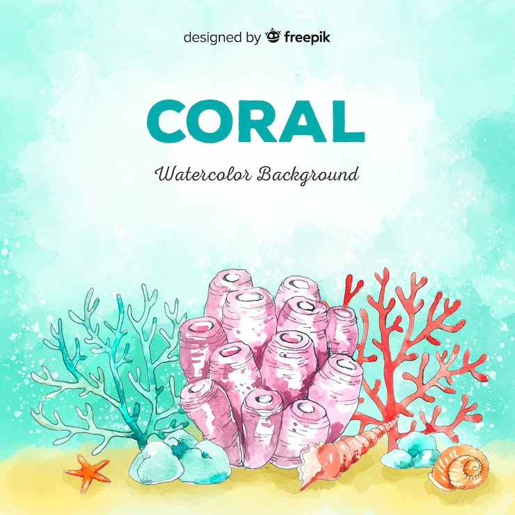 Vector gratuito fondo de coral en acuarela