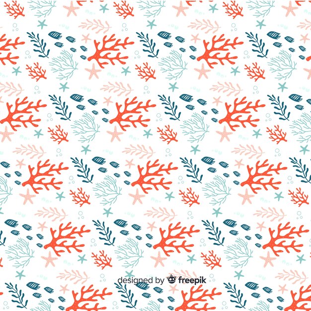 Fondo coral dibujado a mano