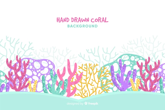 Vector gratuito fondo coral dibujado a mano