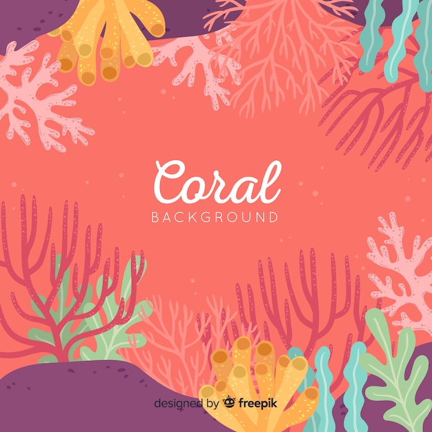 Fondo coral dibujado a mano