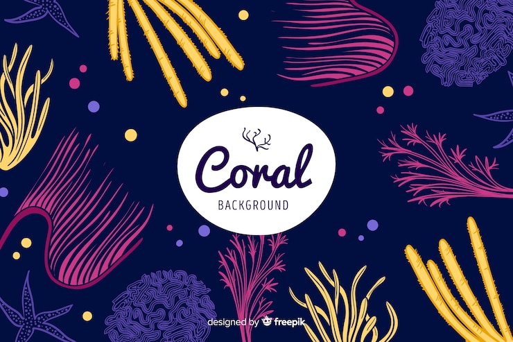 Vector gratuito fondo coral oscuro dibujado a mano