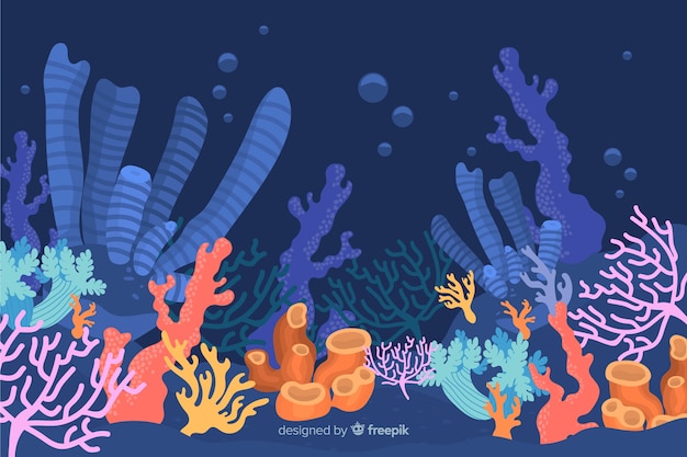 Vector gratuito fondo de corales en diseño plano