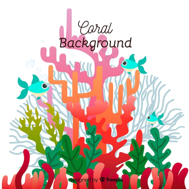Fondo de corales en diseño plano