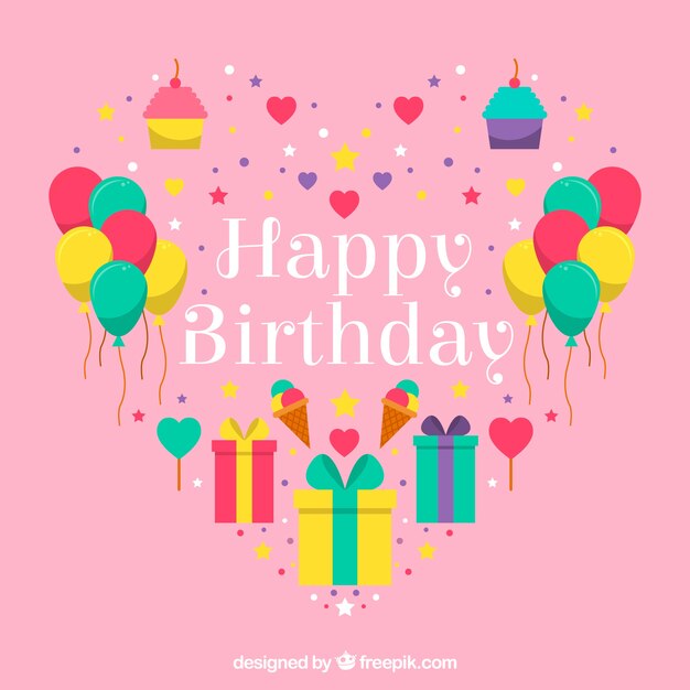 Fondo de corazón de cumpleaños 