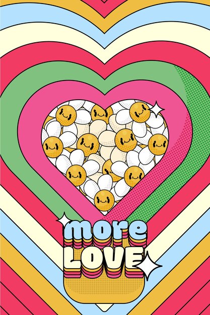 Fondo de corazón de flores silvestres de diseño plano