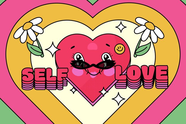 Fondo de corazón de flores silvestres de diseño plano
