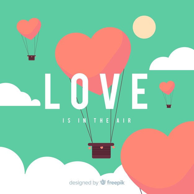 Fondo corazón globo aerostático