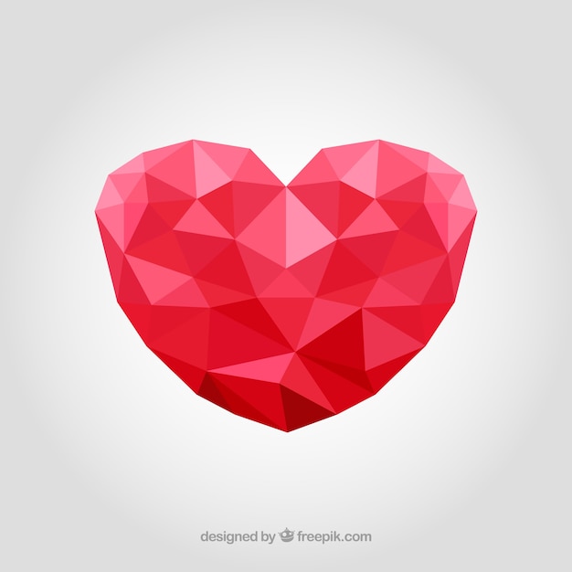 Fondo de corazón rojo poligonal