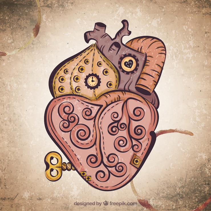 Vector gratuito fondo de corazón steampunk