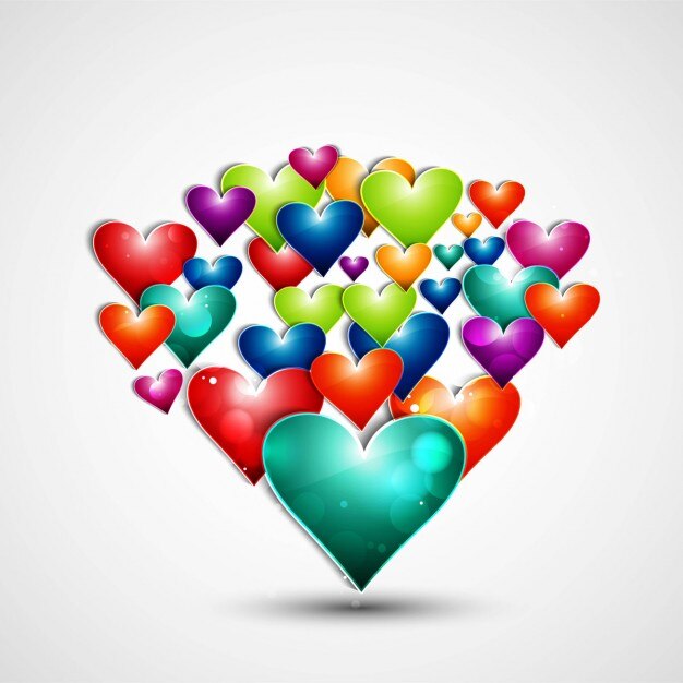 El fondo de los corazones coloridos