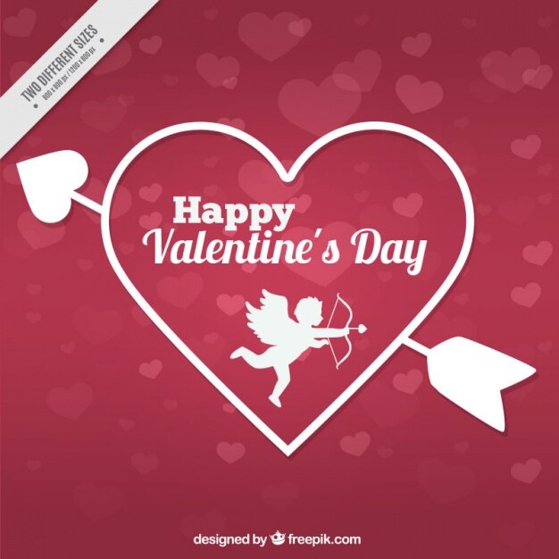Fondo de corazones con cupido 