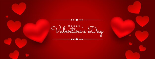Fondo de corazones rojos del día de san valentín 3d